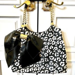 Betsey Johnson Black & White Cheetah Handbag w/ Bow